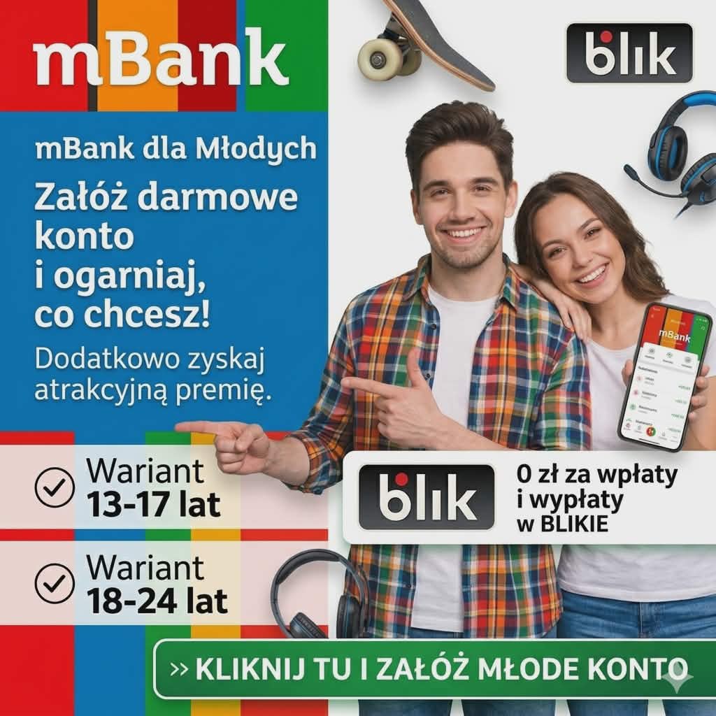 promocja mbank dla młodych: darmowe konto dla nastolatków i studentów z atrakcyjną premią na start