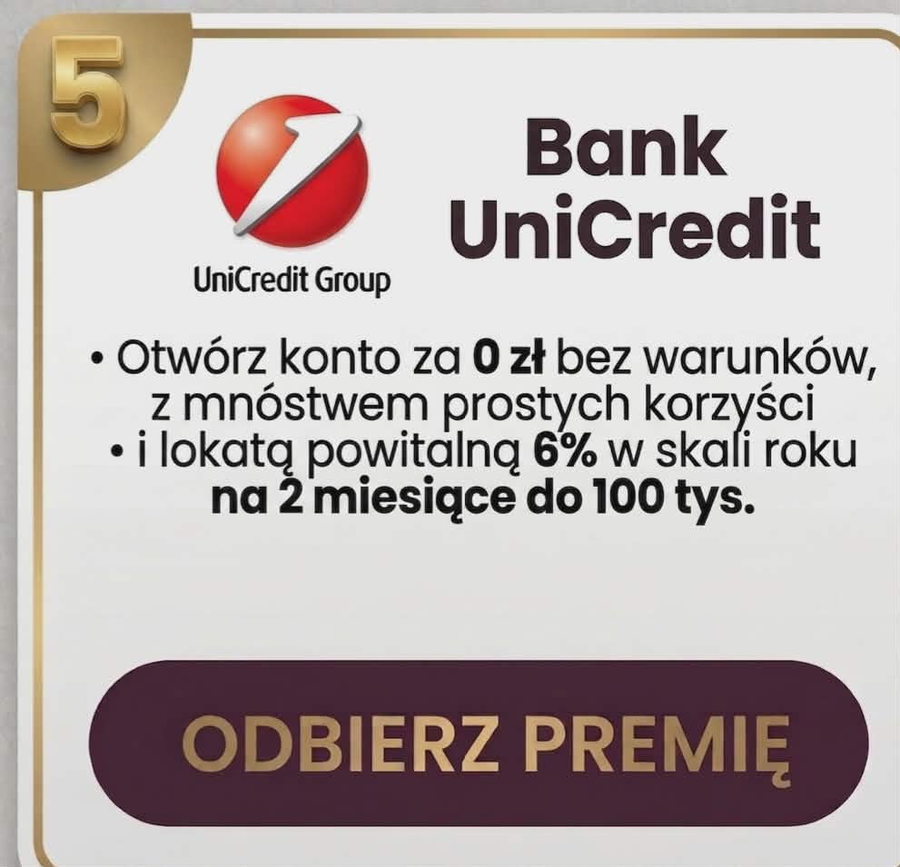 promocja uni credit: darmowe konto all-in-one i lokata powitalna 6% do 100 tys. zł