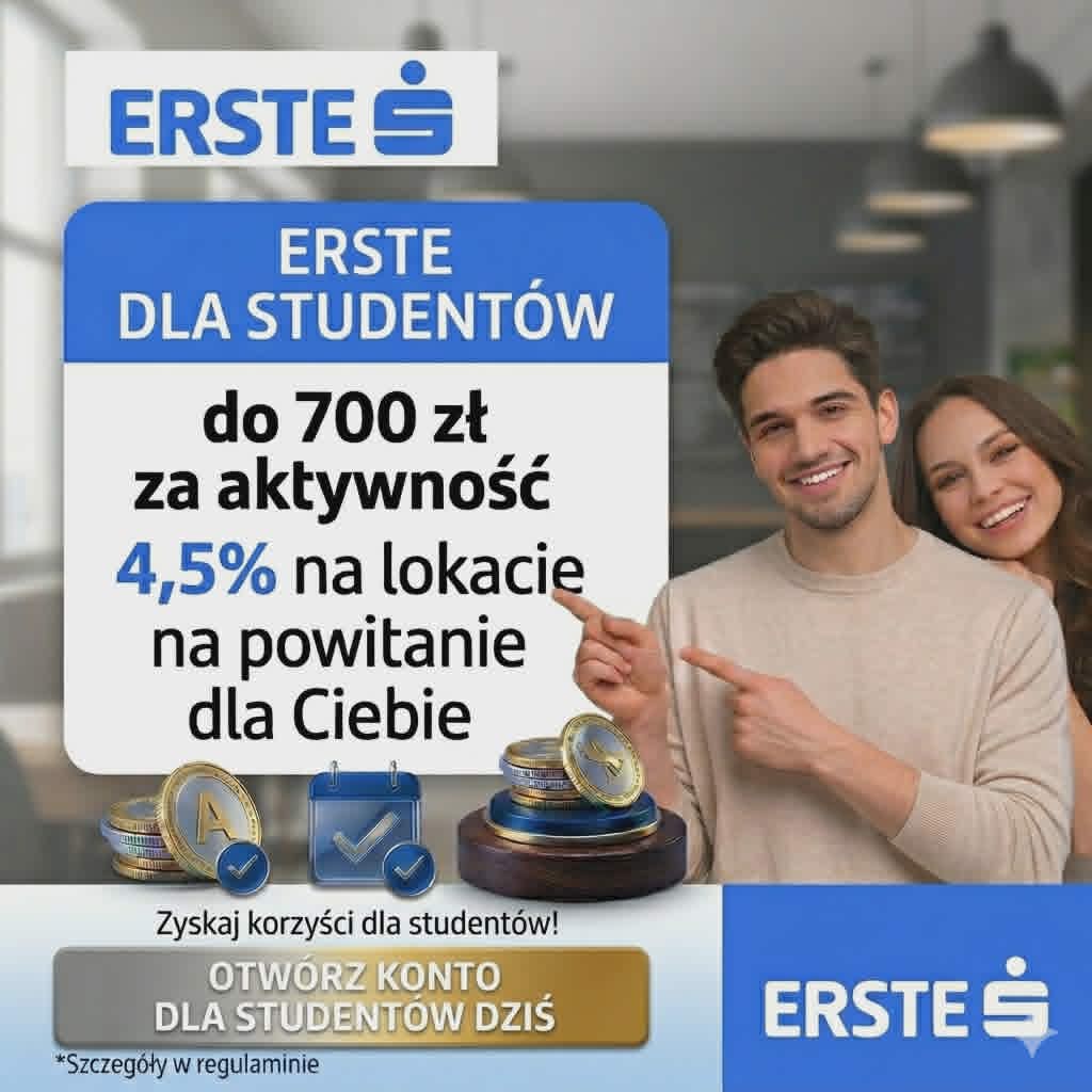 promocja Erste Bank Polska dawny Santander bank polska: 700 zł premii za aktywność, 250 zł za konto dziecka i lokata 4,5%